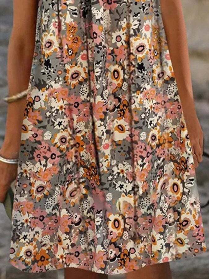 Women's Vintage Floral V-Neck Casual Dress
