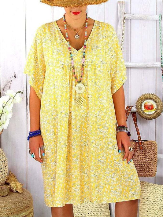 Women's floral loose V-neck dress