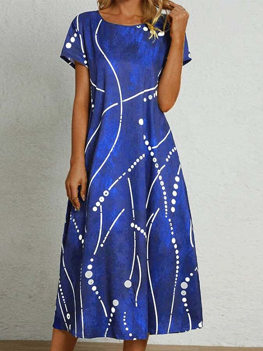 Women's Vintage Print Short Sleeve Casual Dress