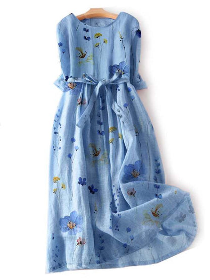 Artistic Floral Print Dress