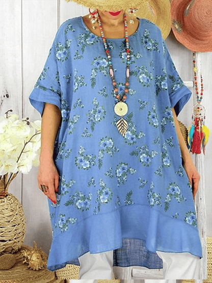 Women's Floral Round Neck Loose Dress