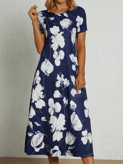 Women's Vintage Print Short Sleeve Casual Dress