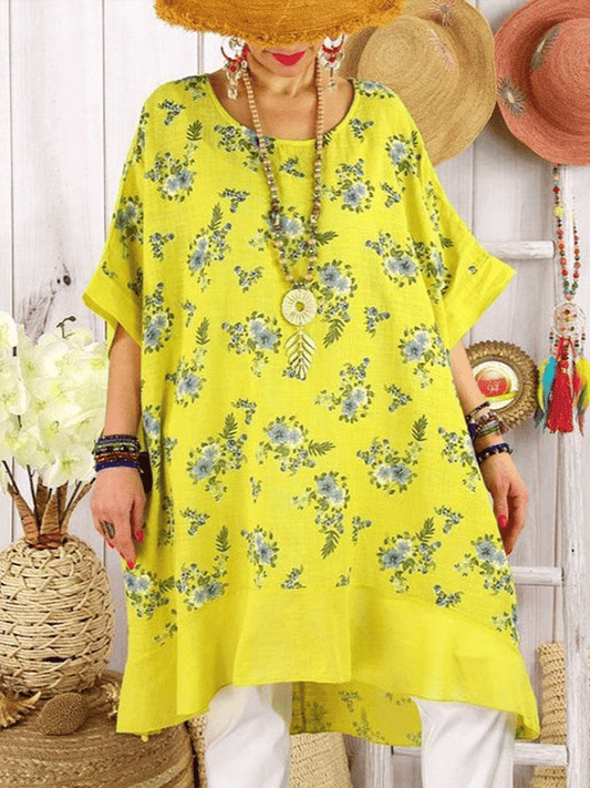 Women's Floral Round Neck Loose Dress